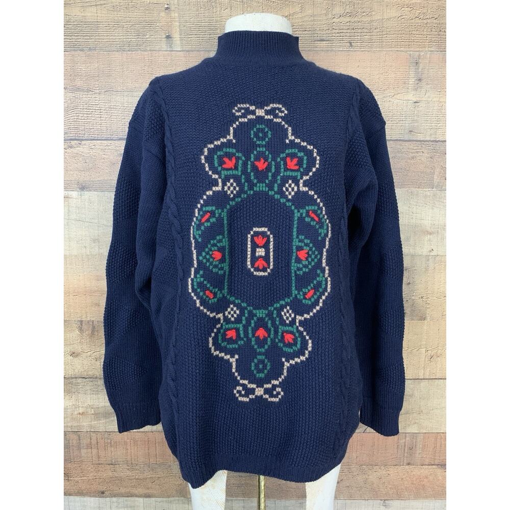 Vintage 1980s 1990s Liz Claiborne Oversized Grandma Sweater Size S Merino Wool